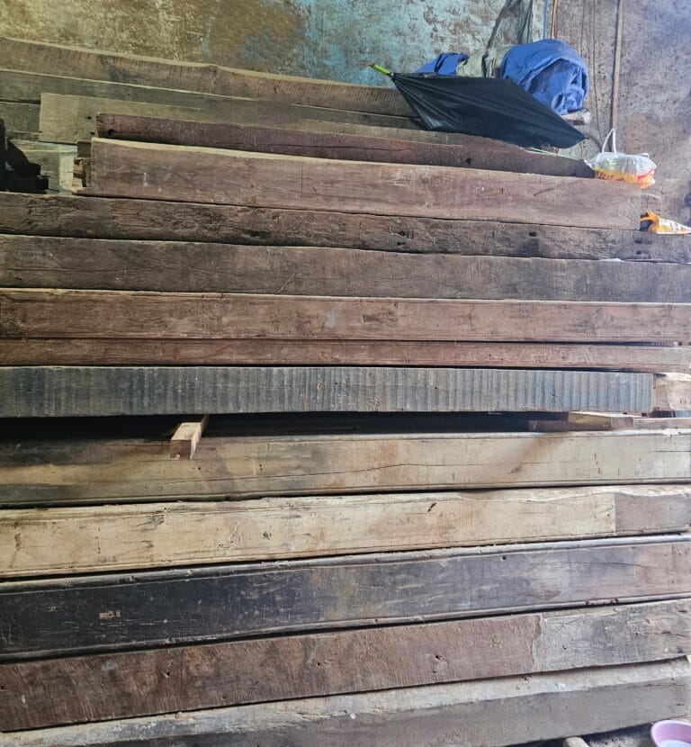 huge blocks of teak wood